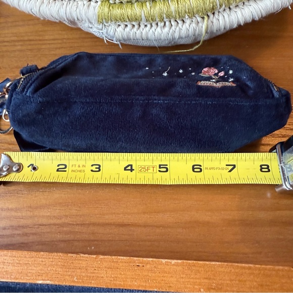 Notebook therapy Navy Velour rose and book Embroidered pencil Pouch w Bow medal - Picture 9 of 10